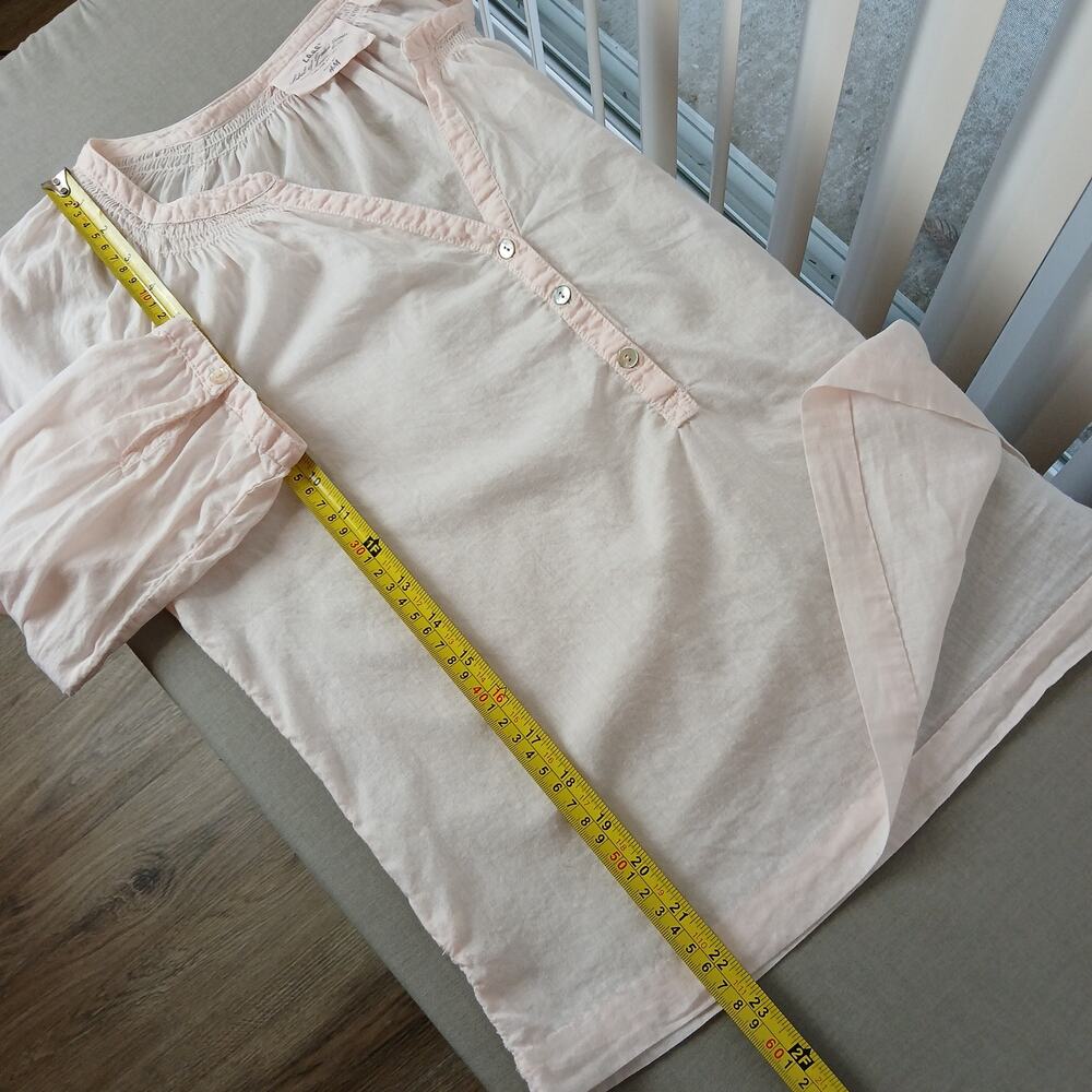 L.O.G.G. by H&M Sheer Pink Gauze Henley Blouse 8 pink lightweight cottage - Picture 15 of 16